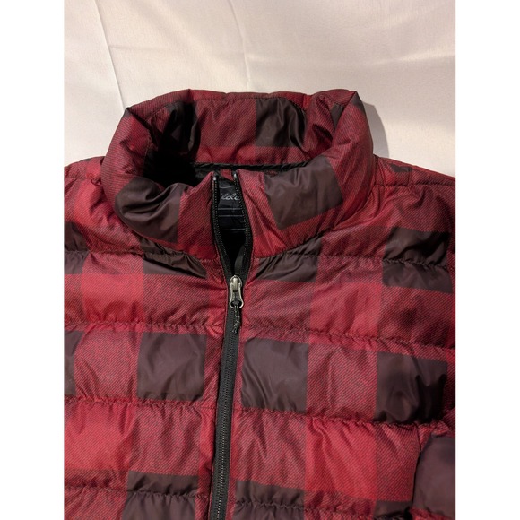 Eddie Bauer Womens Red Black Buffalo Plaid Down Puffer Jacket XL Full Zip - Picture 4 of 10